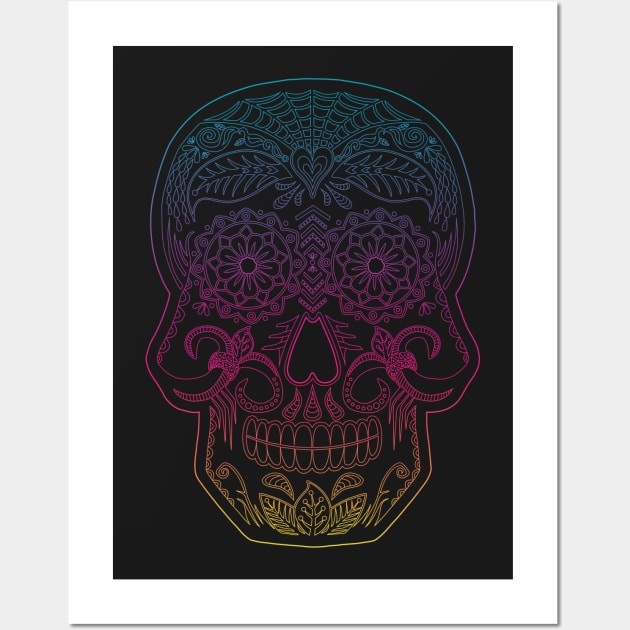 Day of the Dead Skull - Rainbow Wall Art by theMeticulousWhim